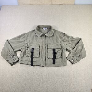 Lilac Sunset Womens Utility Jacket Size S Green Cropped Military Style